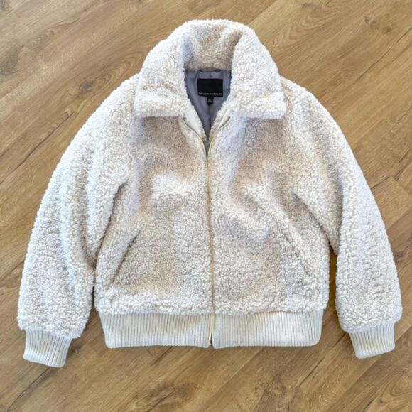 Banana Republic Teddy Bomber Jacket - Off White | Size M - Picture 3 of 9